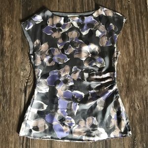 BANANA REPUBLIC Sleeveless Silky Flowered Top Grey Purple